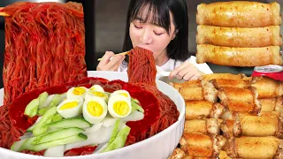 Super Size Spicy Cold Noodles (Ramen) & 2kg of Deachang MukbangㅣEating showㅣASMR