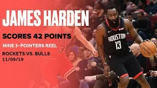 James Harden Scores 42 Points, Makes 9 3-Pointers in Rockets Win Vs. Bulls