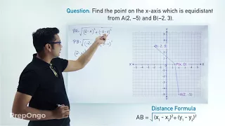 Coordinate Geometry | Distance Formula | Find point equidistant from two points | Example 1