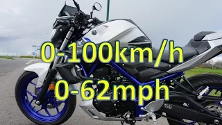 2016 Yamaha MT-03 ABS: 0-100km/h * 0-60mph from IDLE