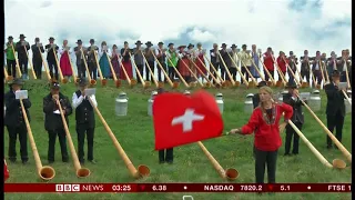 World's biggest alpine horn festival (Switzerland) - BBC News - 23rd July 2018