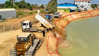 EP 71 !!Nice Project Update for Resize Road on cannel other Side by Dozer D58P Push Rock, Dump Truck