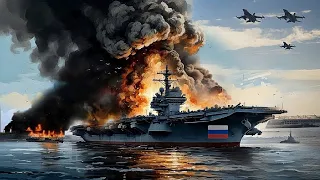 7 Minutes Ago! US F-16 fighter jet pilot ambushes and destroys Russian aircraft carrier! On the Bord