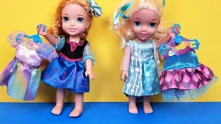 New Dress ! Elsa & Anna toddlers - fabric store shopping - Barbie is the seller