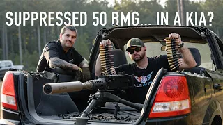 Testing a Suppressed 50 BMG Machine Gun from the Back Of A KIA Sorento!