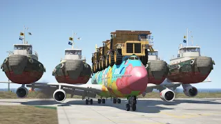 World's Heaviest 747 Emergency Landing While Transporting Large Ships | GTA 5