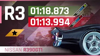 Asphalt 9 - NISSAN R390GT1 Grand Prix Round 3 - 1⭐ Touchdrive & Manual Laps - FROZEN ROUTE