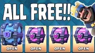 Clash Royale | ALL FREE SUPER MAGICAL & MAGICAL CHEST OPENING! Can We Get A Free Legendary?