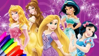 Disney Princess Cinderella, Jasmine, Ariel,Aurora,belle And Snow white Coloring page for kids