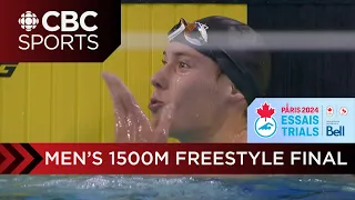 Long tough men's 1500m race at the 2024 Olympic and Paralympic Swimming Trials in Toronto