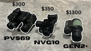 Budget Analog NV vs Budget digital night vision: PVS69 vs NVG10 vs Photonis Gen2+