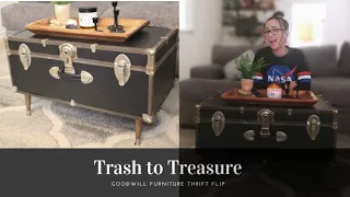 EASY GOODWILL FURNITURE THRIFT FLIP| Trash to Treasure|  Trunk Coffee Table #AddictedToThrifting