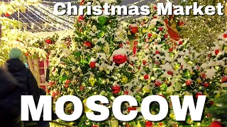 🇷🇺 Russia's biggest Christmas Markets are in Moscow - walking tour in 4K