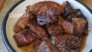 Συκωταριά τηγανητή - χοιρινό συκώτι / Γουρουνοχαρά