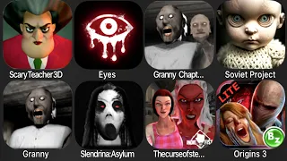 Scary Teacher 3D, Eyes The Horror Game, Granny Chapter Two, Soviet Project, Granny, Slendrina Asylum