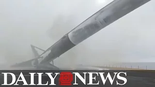 SpaceX's Falcon 9 rocket tips over and explodes