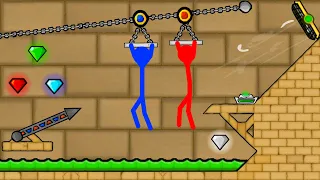 Watergirl and Fireboy Stickman animation Diamond light Temple. (Parkour)