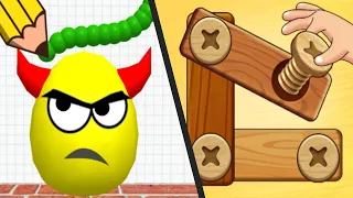 DRAW TO SMASH vs WOOD NUTS & BOLTS SCREW - All Levels Satisfying Double Gameplay Android ios
