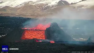 STUNNING LAVAFALL!  April 7 2024  Sundhnúksgígaröð Volcano ICELAND