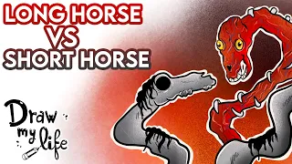 LONG HORSE vs SHORT HORSE (Creepypasta) | Criaturas de TREVOR HENDERSON | Draw My Life en Español