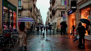 Walking in the Rain Walk [3HOURS] Bordeaux 4k France| ASMR Rain sounds for sleeping