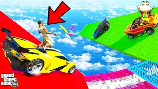 FRANKLIN TRIED THE IMPOSSIBLE PUZZLE BLOCK RAMP PARKOUR WITH LUXURY CARS GTA 5 | SHINCHAN and CHOP