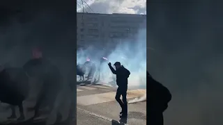 Police and protesters clash at French pension protest 🇫🇷