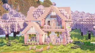 [Minecraft] How to Build a Cute Cherry Blossom House / Tutorial