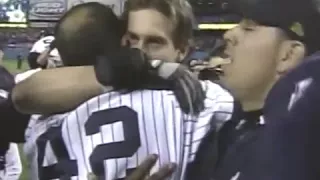 Yankees celebrate after Aaron Boone hits a walk-off in ALCS Game 7 in 2003