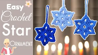 EASY 6 Pointed Star Crochet Ornament - DIY Hanukkah Crochet Decorations