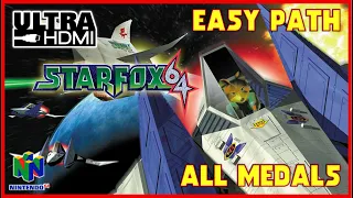 STARFOX 64 [UltraHDMI N64] EASY PATH Full Walkthrough - ALL MEDALS 100% Walkthrough - No Commentary