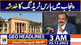 Geo News Headlines 3 AM - Fear of horse trading in Punjab - Rana SanaUllah - 25th December 2022