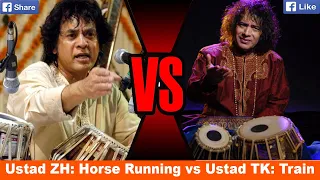 Ustad Zakir Hussain Horse Running Sound on Tabla vs Ustad Tari Khan Train Sound On Tabla