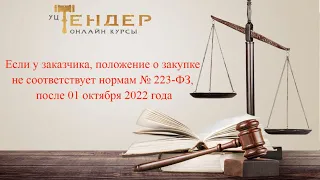 Если у заказчика,  положение о закупке не соответствует нормам № 223 ФЗ, после 01 октября 2022 года