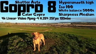 Best vlog video Camera GoPro HERO8 in 4k 25fps fisheye effect gone in Linear 100mbps ISO100 review.