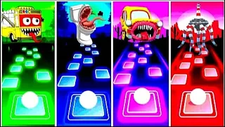 Bus Eater vs Toilet Monster vs Car Eater vs Lighthouse Monster I Tiles Hop EDM Rush Games