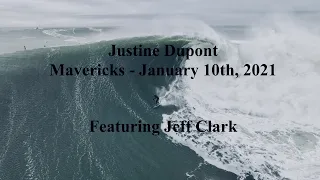Justine Dupont Surfing GIANT Mavericks - Getting towed in by Mavericks Legend Jeff Clark