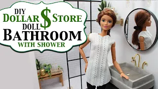DIY- How to make: Dollar Store Doll Bathroom with Shower - Barbie bathroom