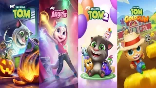 Talking Tom Gold Run - My Talking Tom 2 vs My Talking Tom Halloween - My Talking Angela Gameplay