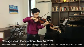 Chicago Violin Competition 2021-LAUREATE-Emanuel Villarin (17yrs)-Philippines-Saint-Saens Violin