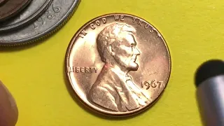 US 1967 No Mint Mark Lincoln One Cent - United States Pennies