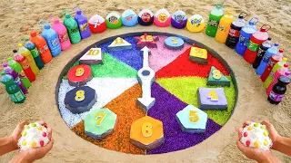 How to make Rainbow Clock with Orbeez & Cement, Coca Cola, Different Fanta, Mtn Dew and Mentos