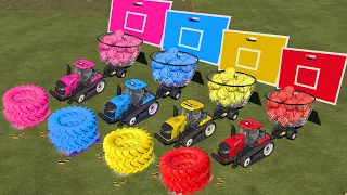 KING OF COLORS! BASKETBALL TRAILER vs COLORFUL GRASS BALE BALLS! | Farming Simulator 19