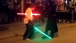 Lightsaber Duel in Middle of Street