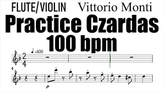 Czardas Allegro Part 100 bpm Flute Violin Sheet Music Backing Track Play Along Partitura