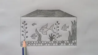 how to make a fish tank /easy way to draw fish tank
