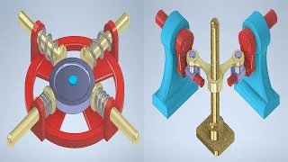 Mechanism to converting Rotational motion into linear motion - mechanisms - ميكانيزمات لحركة دورانية