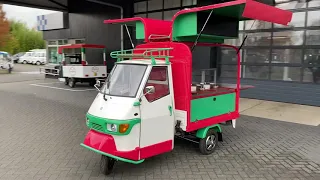 Piaggio Ape50 Fly foodtruck made for selling Sausages.