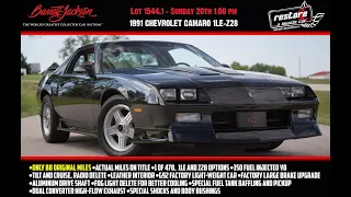 1991 Chevrolet Camaro 1LE - Z28, Black 88 mile Barrett Jackson Stock #860