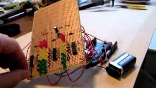 Arduino with 3 LED Bargraphs of 8 LEDs using 3 74HC595N Shift Registers - Initial Power-Up